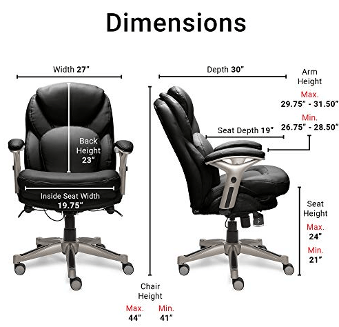 Serta Works Executive Office Chair Dimentions and Specifications