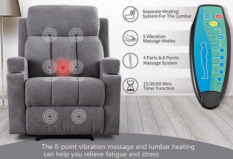8 point viberating massage & lumbar heating can help you to relieve fatigue and stress