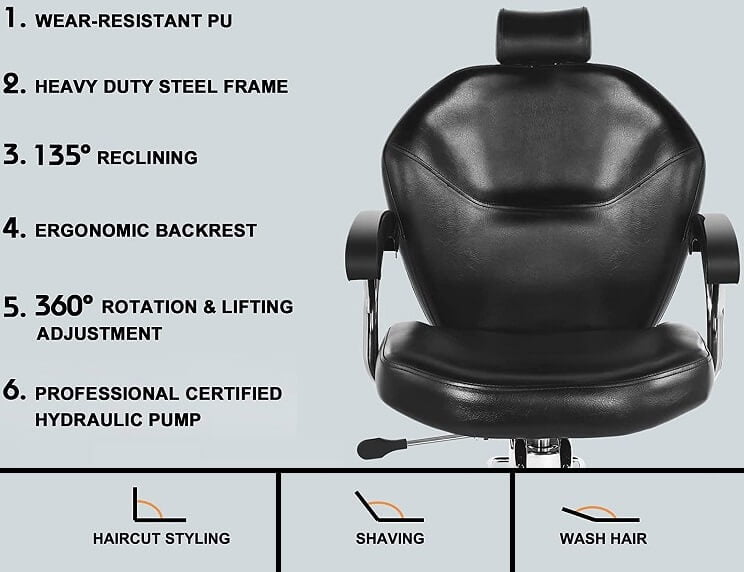 Features of Artist Hand Hydraulic Reclining Barber Chair