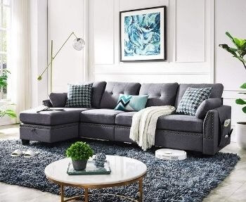 HONBAY Reversible L-Shape Sofa Couch