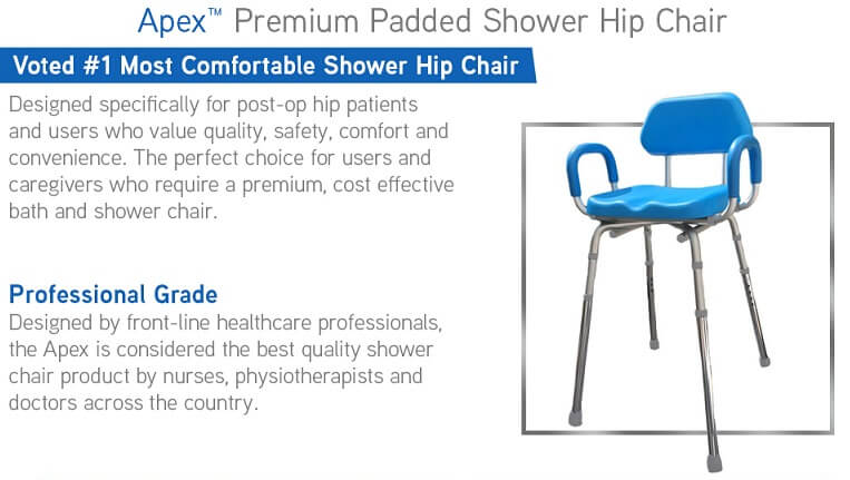 Most comfortable shower hip chair design by healthcare professionals