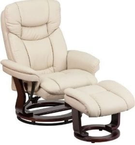 LeatherSoft Swivel Recliner with Ottoman Footrest