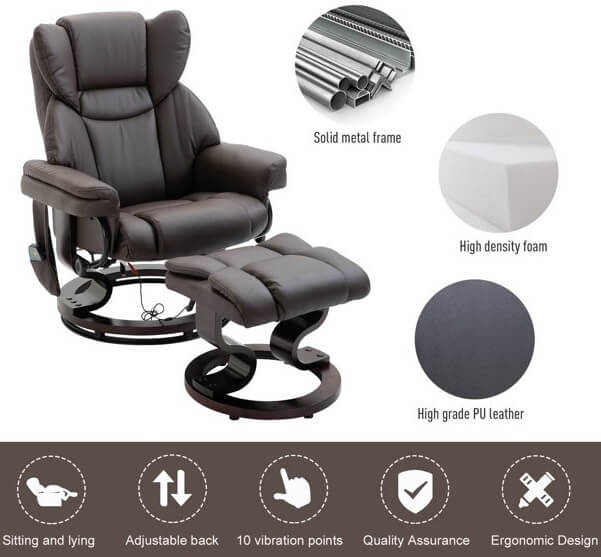 Homcom Massage Recliner features for hip pain relieve